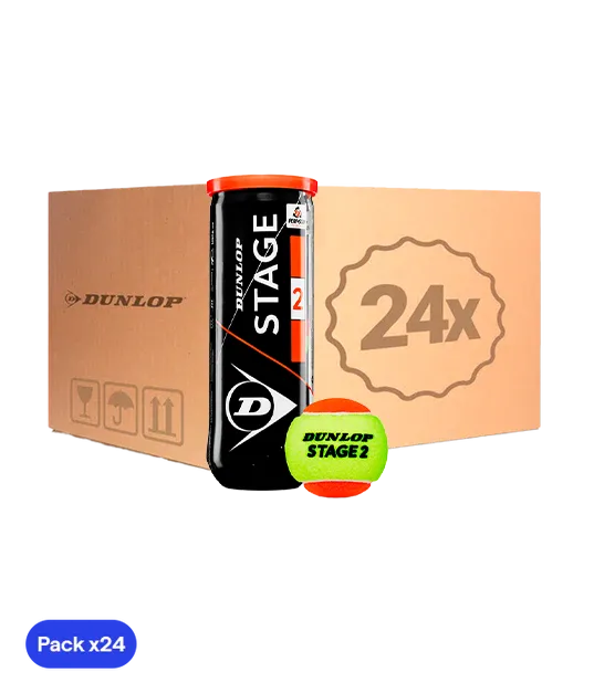 Cajón Pelotas Dunlop Stage 2 Amarillo/Naranja Tenis (Pack x24)