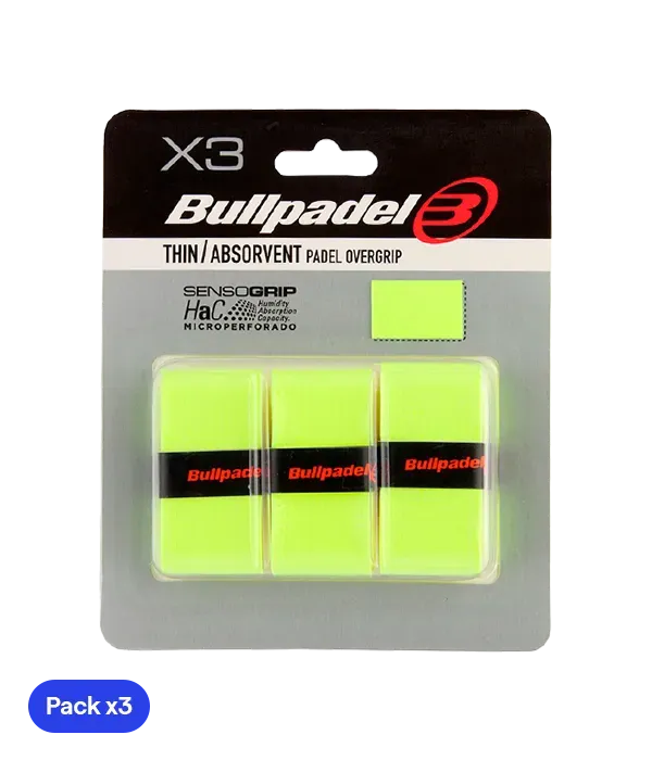 Overgrips Bullpadel GB1705 Thin/Absorbent Amarillo Fluor (Pack x3)