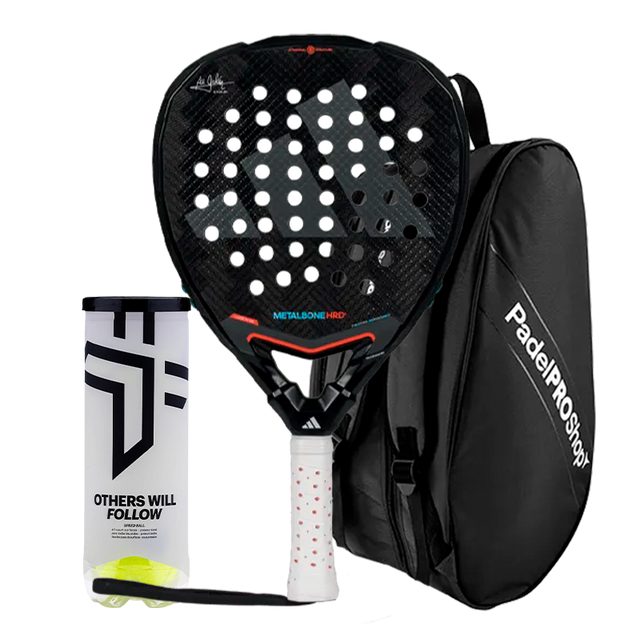 Pack pala Adidas Metalbone HRD+ 3.4 2025 Ale Galán + Paletero PadelPROShop Negro + Pelotas Oxdog BOOST+