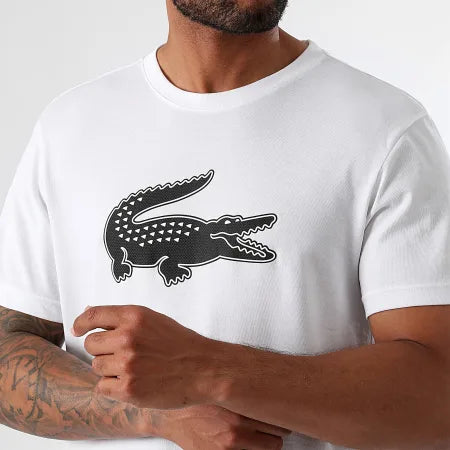 Camiseta Lacoste Sport Regular Fit Blanca Logo Negro