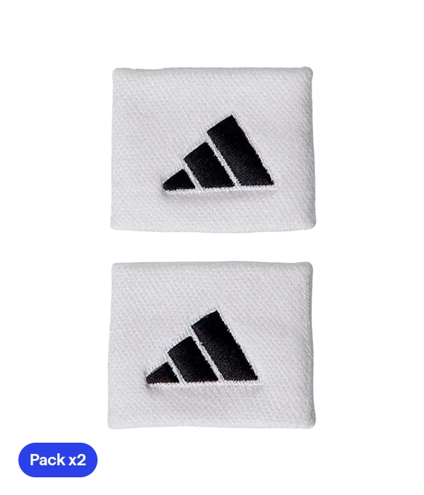 Muñequeras Cortas Adidas Blanco Logo Grande (Pack x2)
