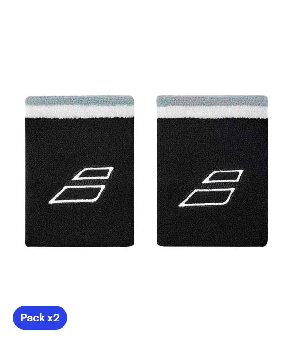 Muñequeras Babolat Terry Jumbo Negro/Blanco (Pack x2)