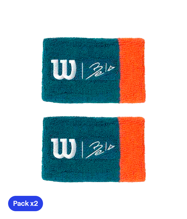 Muñequeras Largas Wilson Bela Azul/Naranja 2024 (Pack x2)