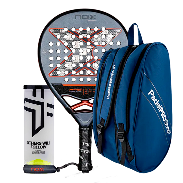 Pack NOX AT10 Genius 18K aluminum 2025 Agustín Tapia + Padel bag PadelPROShop Black + Padel Pack Balls Oxdog BOOST+