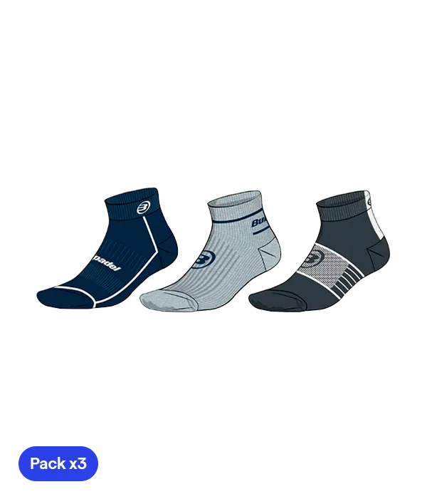 Calcetines Bullpadel BP254 Negro/Gris/Azul Marino 2025 (Pack x3)