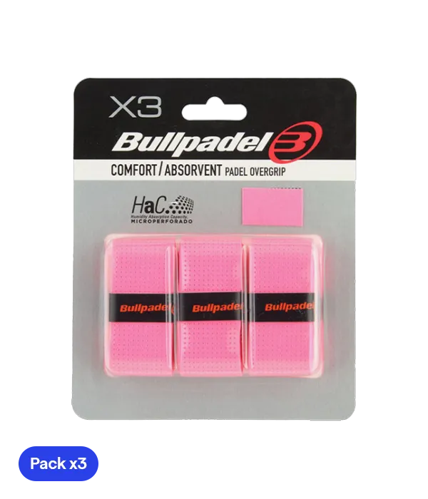Overgrips Bullpadel GB1201 Comfort/Absorbent Rosa Fluor (Pack x3)