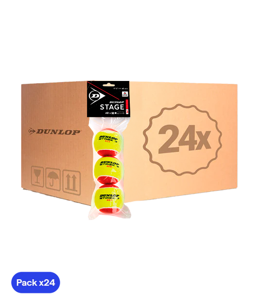 Dunlop Stage 3 Red/Yellow Ball Box (Pack x24)