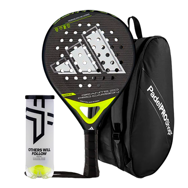 Pack racket Adidas Granite 2.0 Pro Carbon + Padel bag PadelPROShop + Padel Pack Balls Oxdog BOOST+