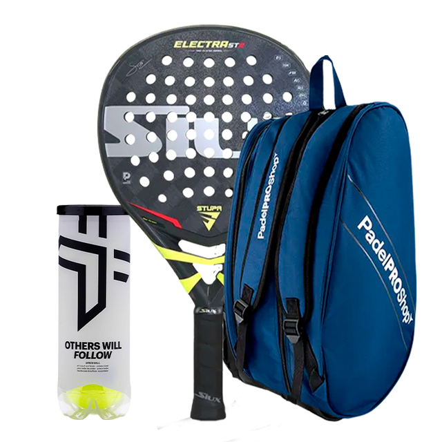 Packen Padelschläger Siux Electra ST2 Stupa Pro + Padel-Tasche PadelPROShop + Bälle Oxdog BOOST+