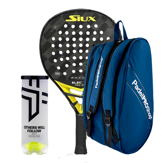 Packen Padelschläger Siux Electra ST3 Stupa + Padel-Tasche PadelPROShop + Bälle Oxdog BOOST+