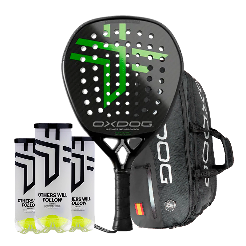 Pack Pala Oxdog Ultimate Pro 2025 + Paletero Oxdog FEP hyper pro thermo padel bag + 3 Botes de pelotas Oxdog BOOST