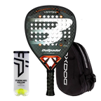 Pack Pala Bullpadel VERTEX 04 + Paletero Oxdog Ultra Tour Negro + Pelotas Oxdog BOOST+